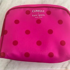 CLINIQUE x Kate Spade Pink Red Polka dots Cosmetic Bag,  Pouch